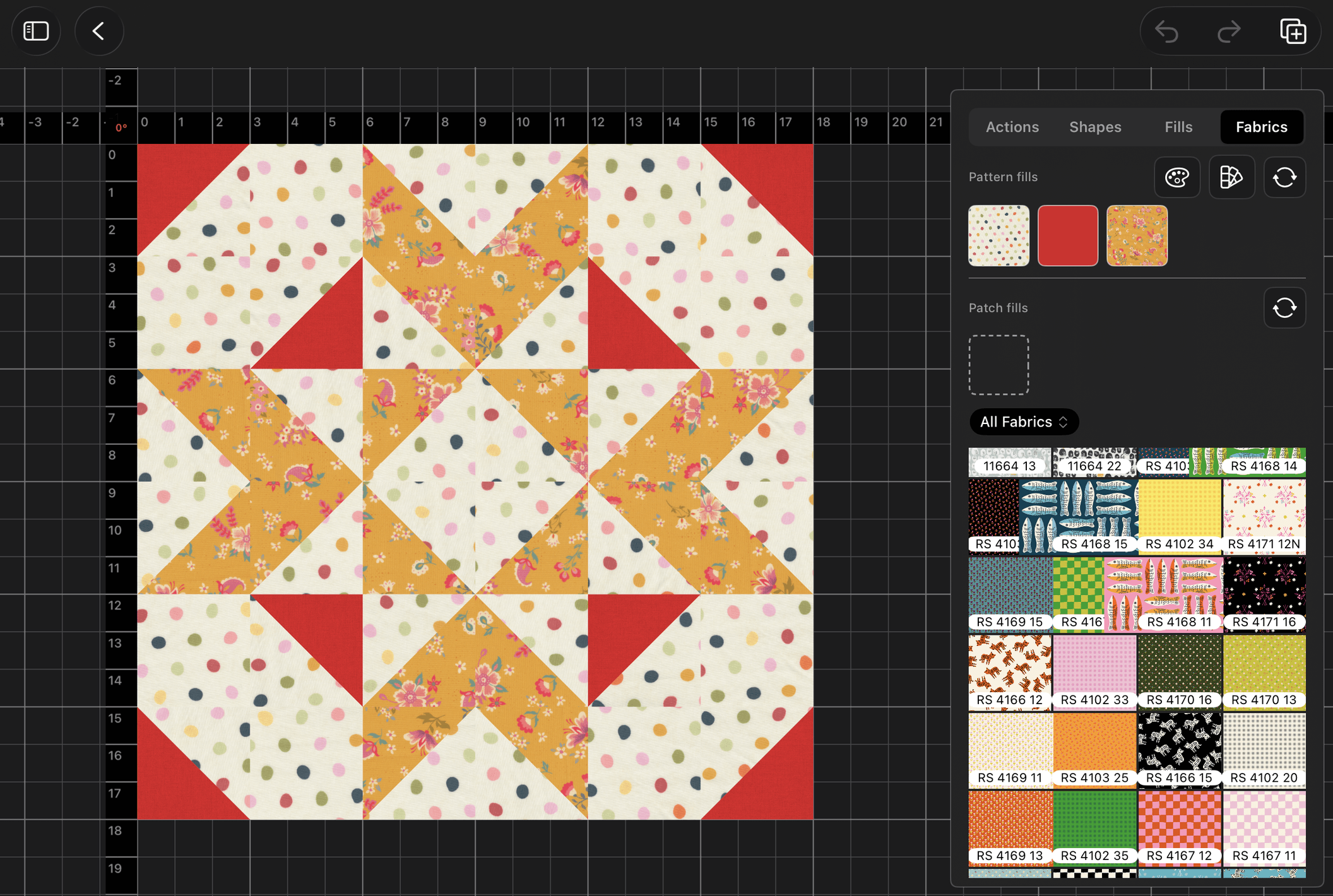 Block Editor with fabrics zoomed out